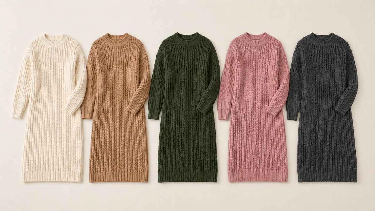 Chunky knit dress colourway range — private label manufacturer China