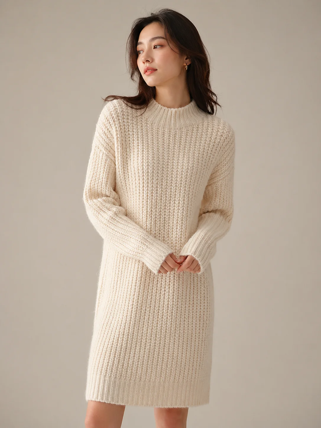 Chunky knit sweater dress private label manufacturer China