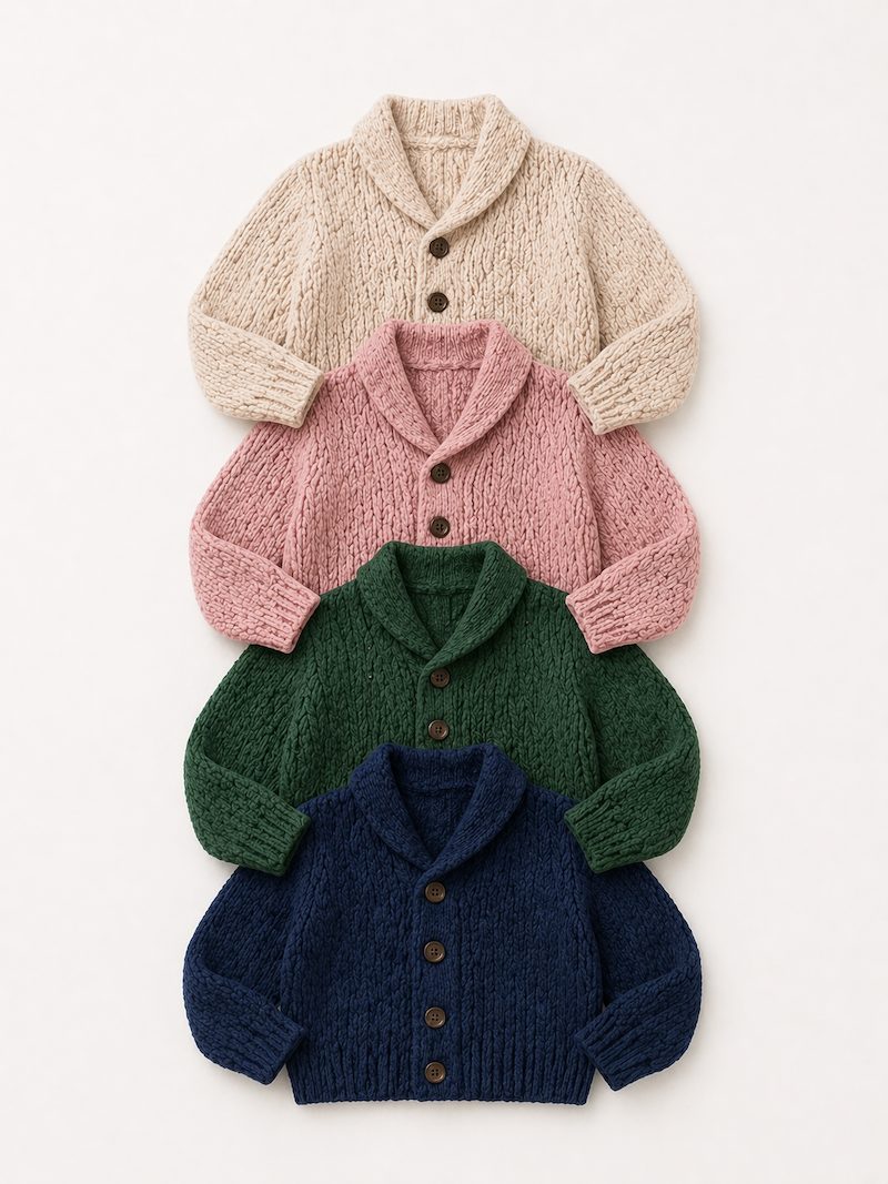 Kids cardigan unisex colourway range — private label manufacturer China