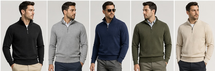 Quarter-zip pullover sweater private label manufacturer China