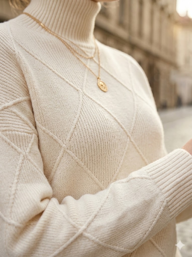 Cable knit texture close-up — tighter gauge knitwear manufacturer China